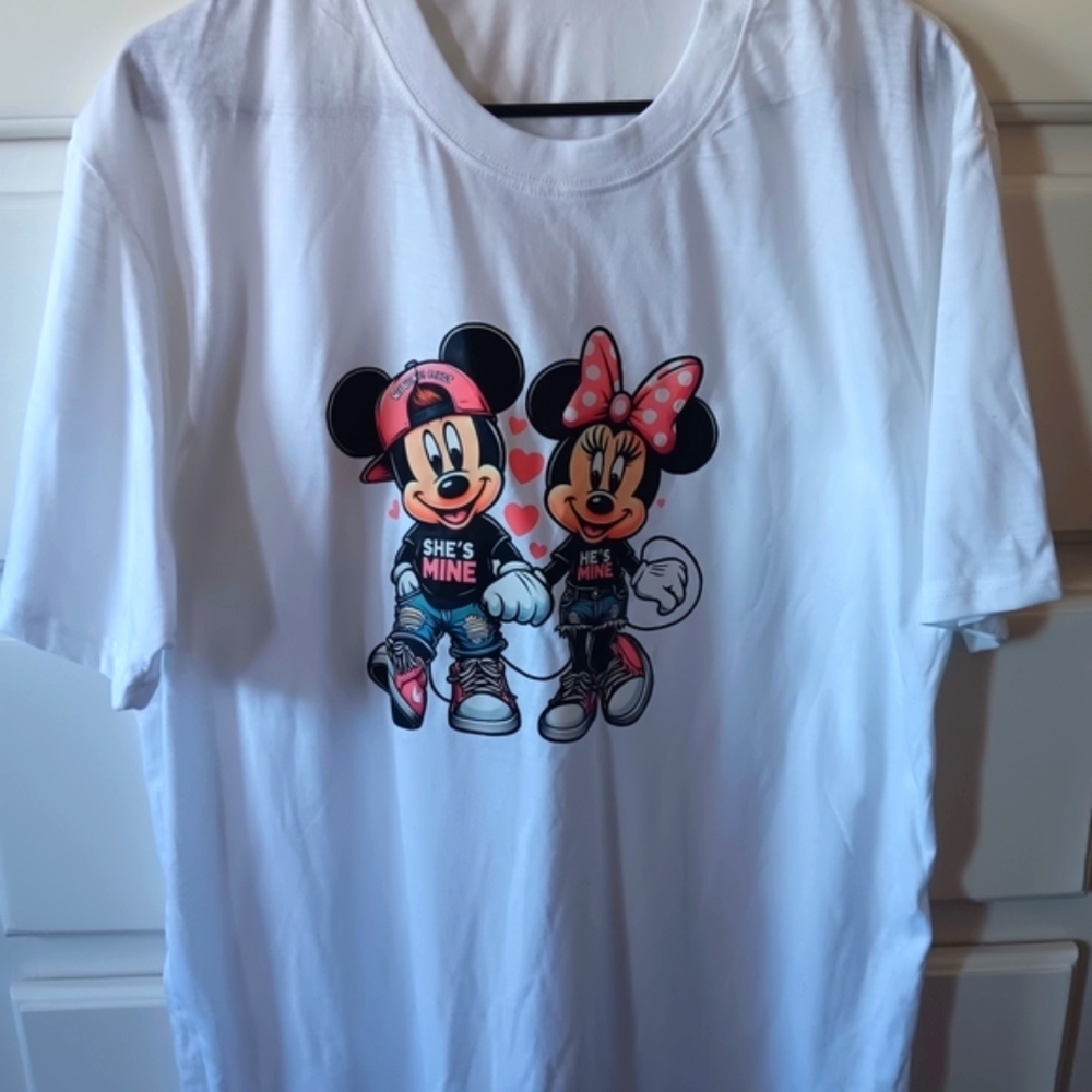 Mickey Minnie T-Shirt - White and Black Xl